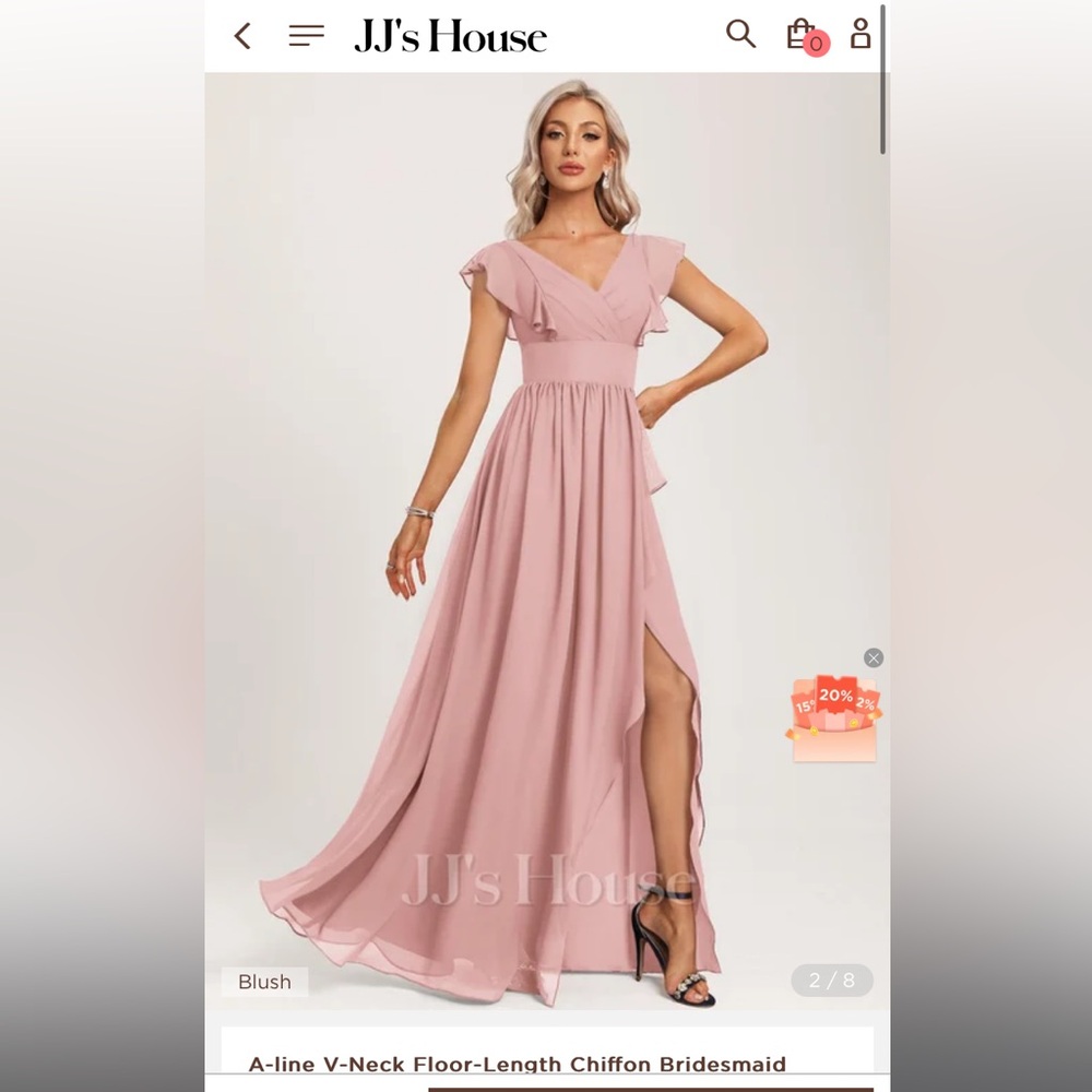 JJ’s Housr Blush Bridesmaids dress size 12. Worn once, great condition.